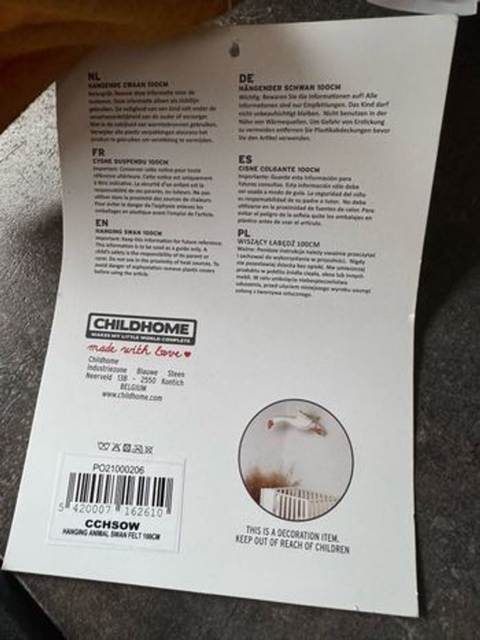 Peluche décorative cygne blanc - childhome suspension - photo numéro 5