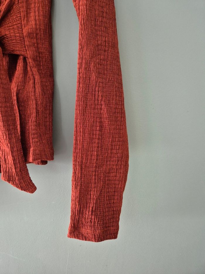 Blouse en crepe, marron, avec boucle, taille 38, la halle, neuve - photo numéro 3