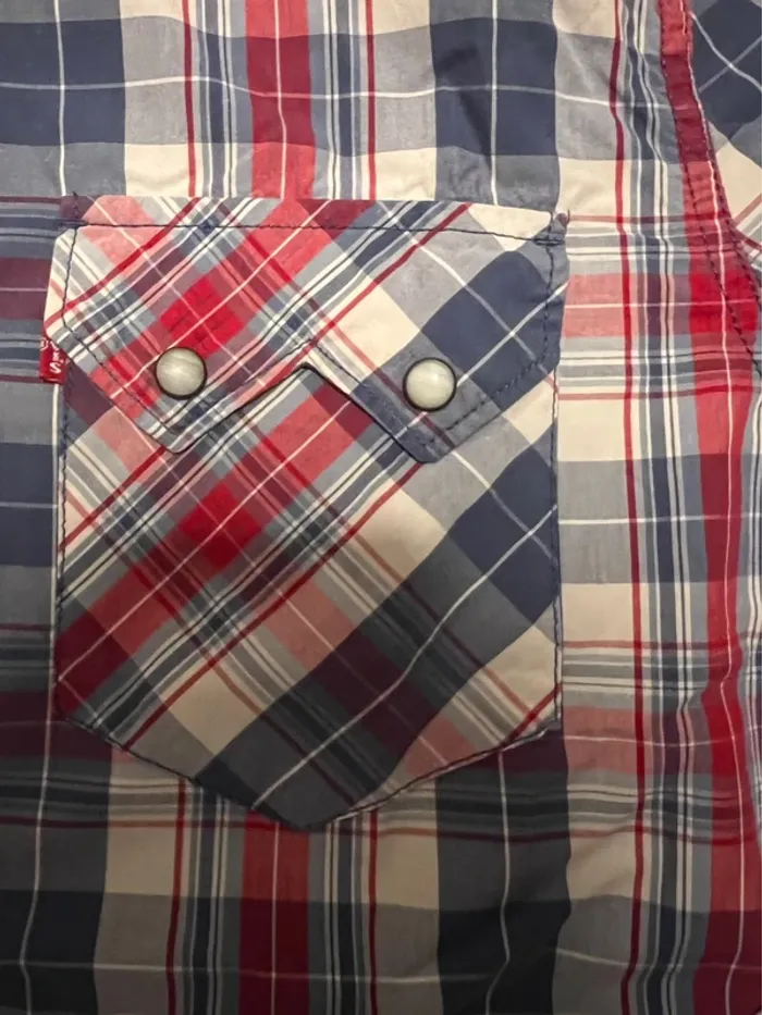 Chemise levi’s à carreaux vintage rouge et blanc taille S - photo numéro 3