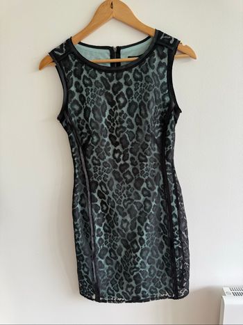 Robe chic moulante noire turquoise mango taille 36 S