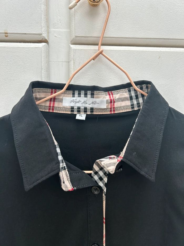 Chemise noir avec carreaux marron coutures Forget me not neuf - photo numéro 2
