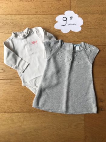 Robe pull et body col roulé okaidi 9 mois