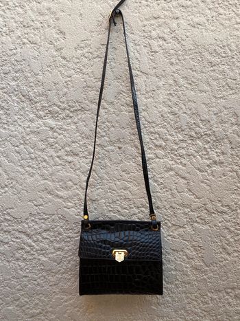 Sac bandoulière Pourchet vintage noir et or
