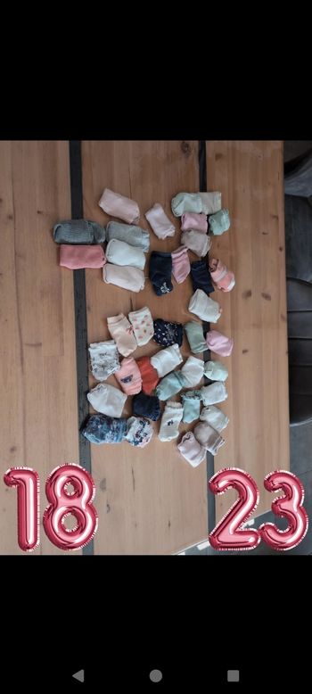 Lot de 39 paires de chaussettes fille pointures 18-23