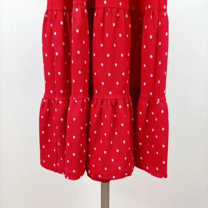 Robe rouge à pois Next 4-5 ans manches ballon col volanté rétro chic A1100 - photo numéro 3