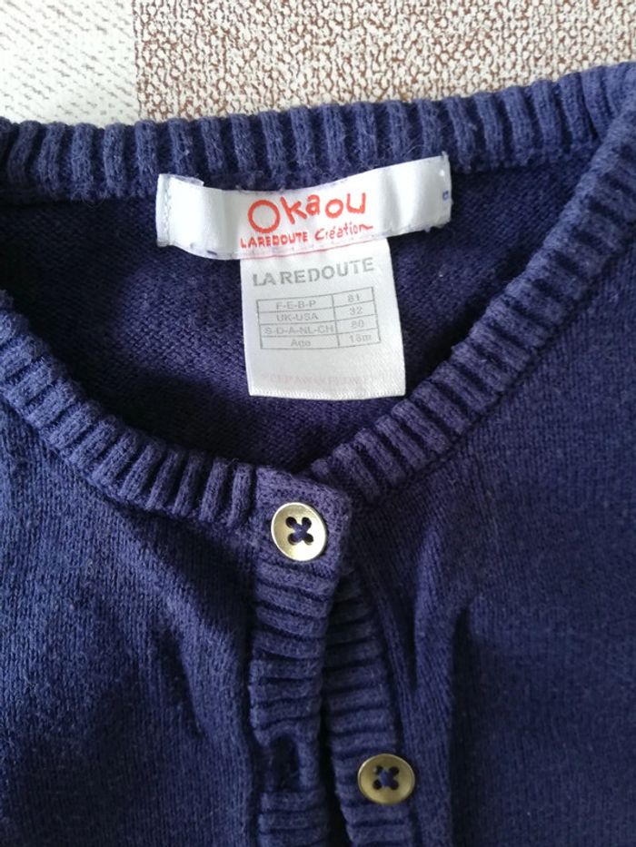 Gilet à boutons marine okaou 18 mois - photo numéro 2