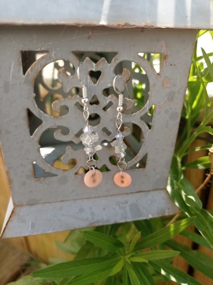 Boucles d'oreilles cristal de roche et boutons
