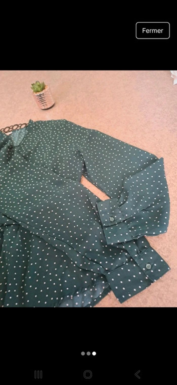 Blouse légère Verte a pois Taille 44 Camaîeu - photo numéro 3