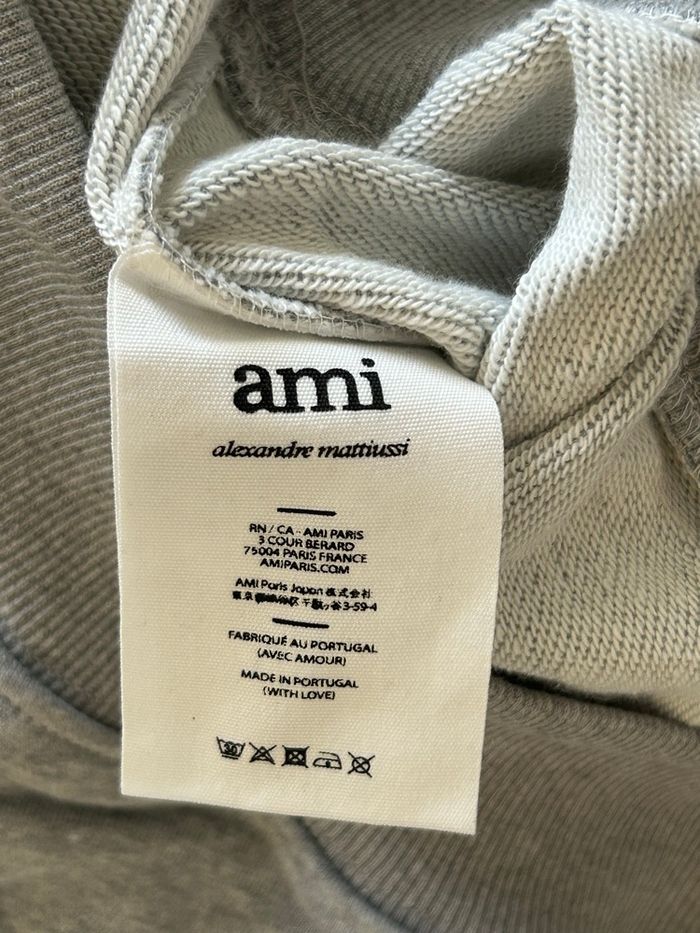 Sweat-shirt pull à capuche gris AMI Paris - Taille M - photo numéro 6