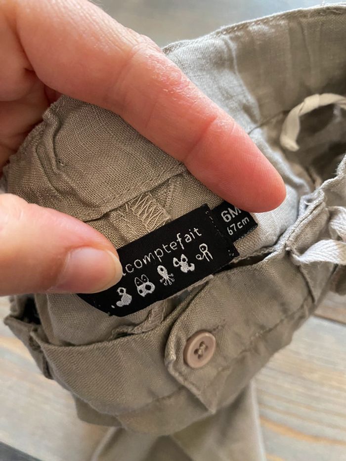 Pantalon beige léger tout compte fait 6mois lin - photo numéro 3