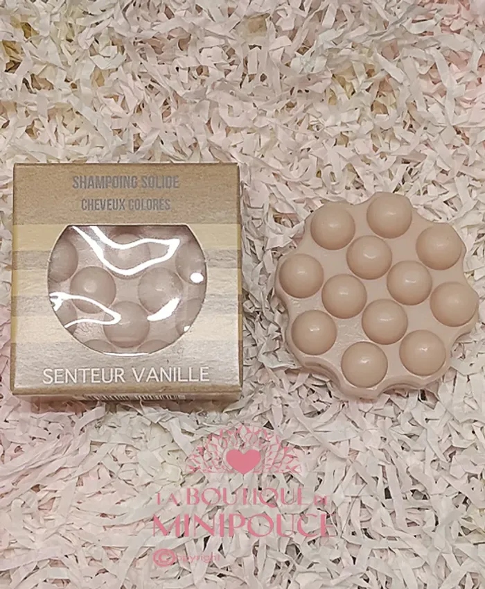 Shampooing solide (Brun cheveux colorés - Parfum vanille)
