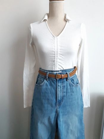 Haut blanc côtelé Kiabi T34