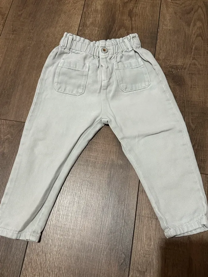 Jean mom fille 12-18 mois Zara blanc