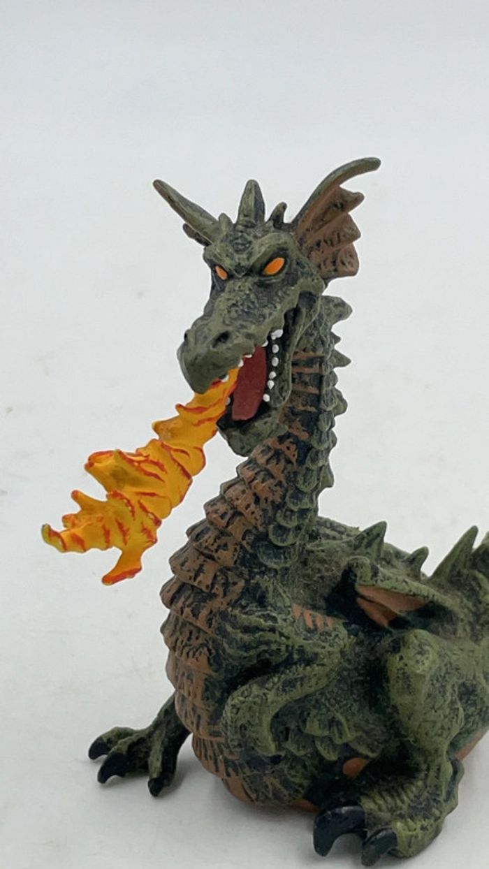 Figurine Papo Dragon vert avec Flamme 10 x 12 cm 1999 - photo numéro 6