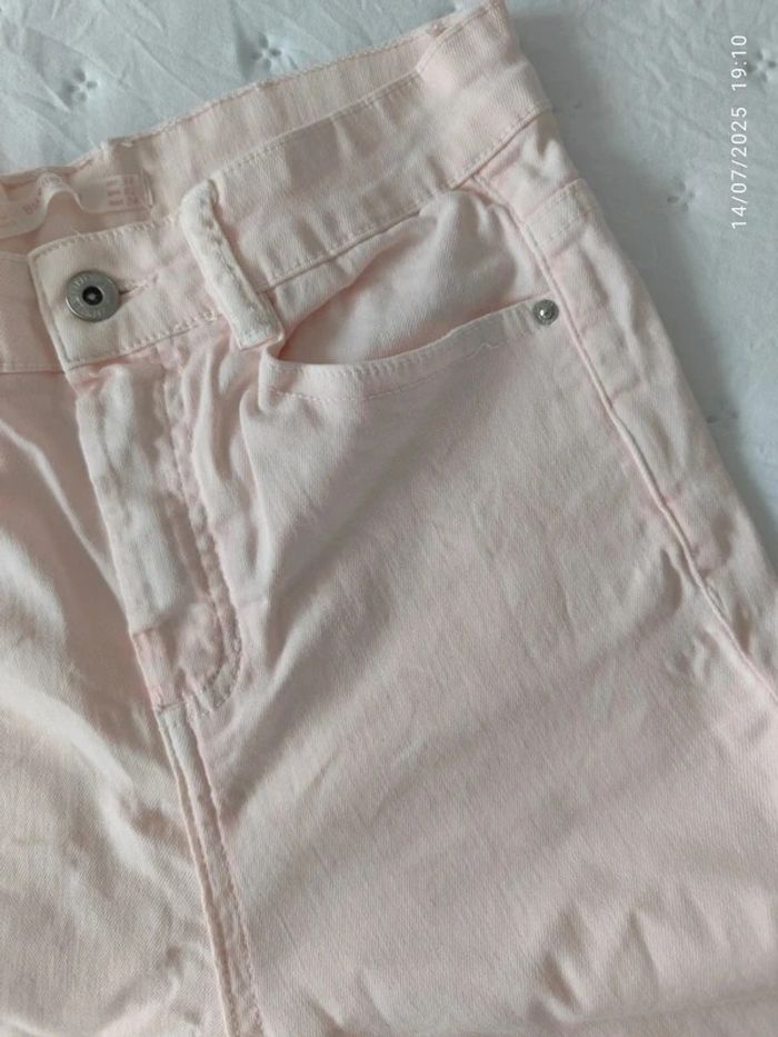 Pantalón pitillo de tiro alto rosa claro - photo numéro 2