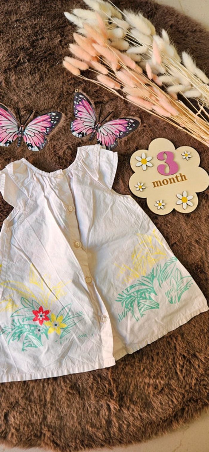 Robe dpam 3 mois été fille avec pélican et fleurs - photo numéro 3