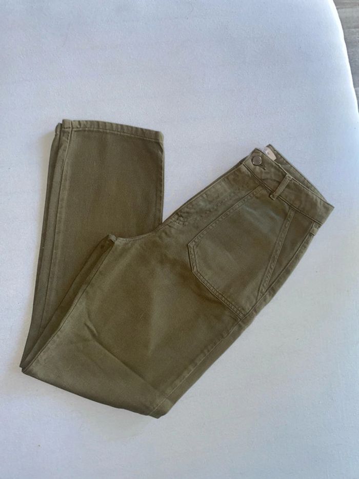 Jeans taille haute large kaki
