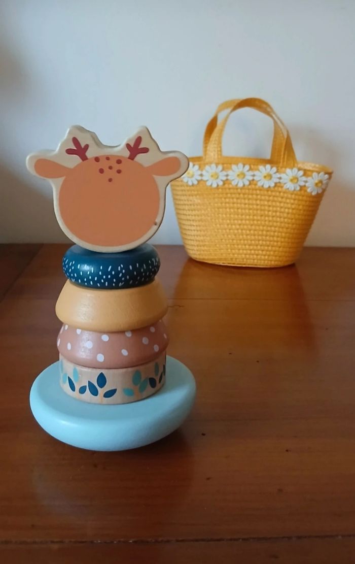 jouets bois massif : Biche-culbuto à empiler + Hippo à faire rouler - photo numéro 5