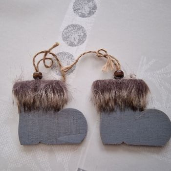 2 chaussures en bois pour Noël