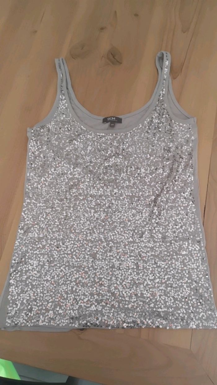 Débardeur sequins paillettes