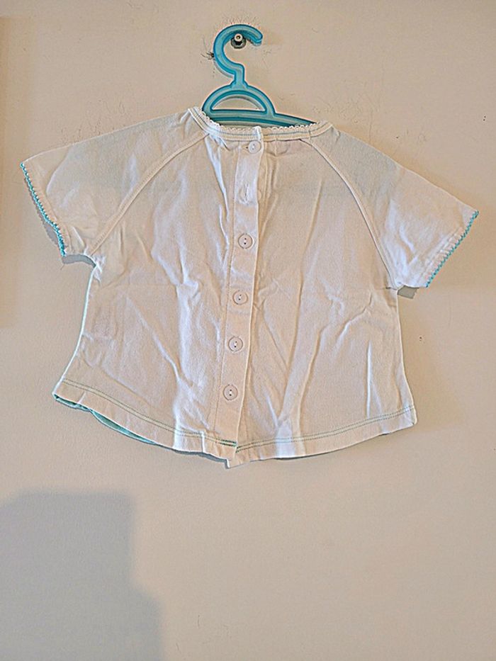 Joli petit t shirt blanc et turquoise la compagnie des petits Taille 18 mois - photo numéro 4