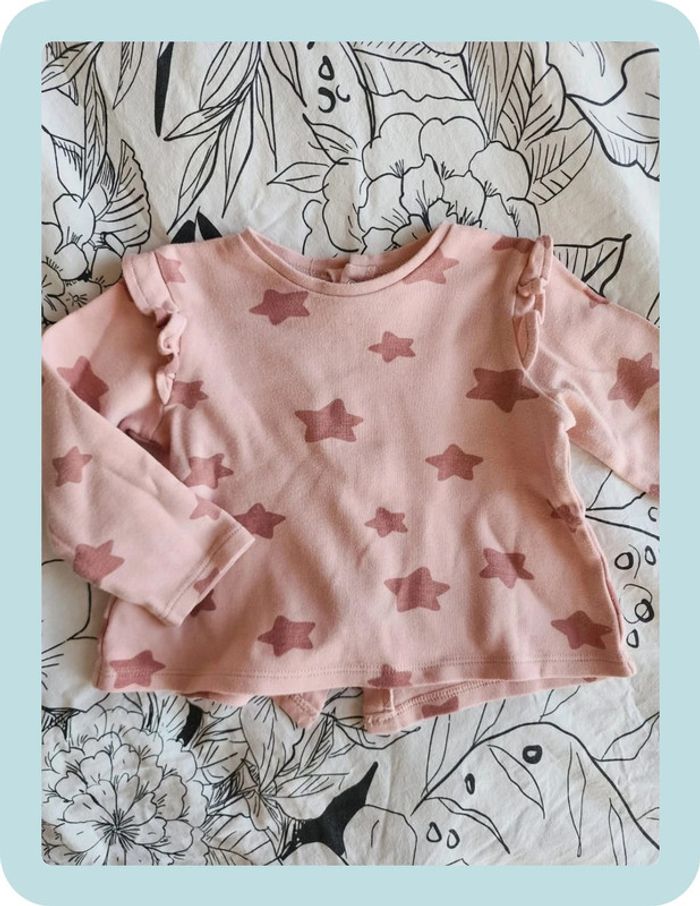 Haut sweat rose étoile fille 18mois