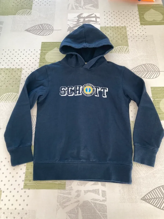 Sweat à capuche schott, bleu marine, taille 10 ans