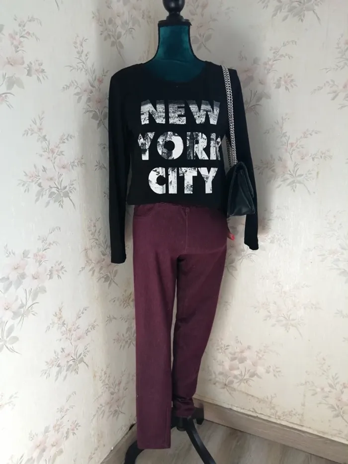 Pull fin noir new york city avec imprimé / paris et moi / (L-XL) - photo numéro 2