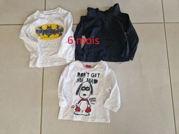 3 t-shirt manche longue 6 mois