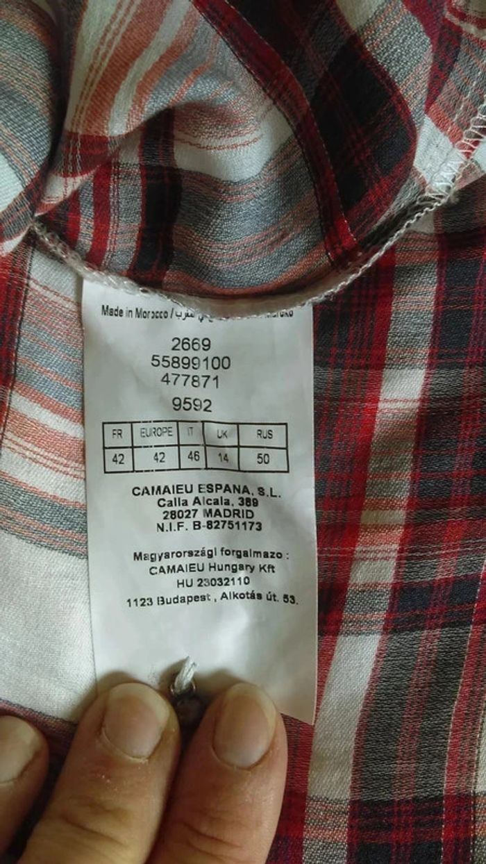 Chemise femme à carreaux à manches longues T42 - Camaieu - photo numéro 10