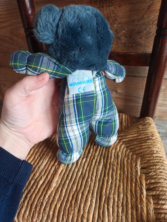 peluche ours bleu nounours grelot vintage - photo numéro 4