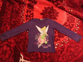 Tee-shirt manches longues violet imprimé fée clochette