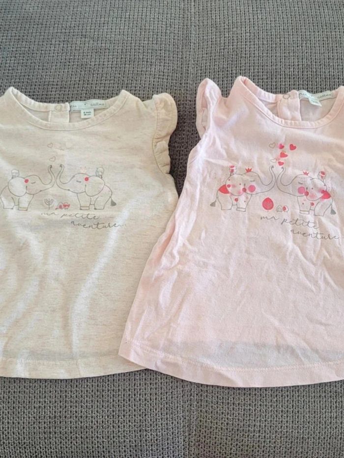 Lot de 2 t shirt mes petits cailloux 6 mois