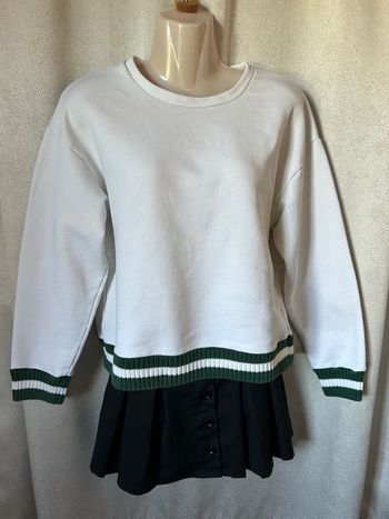 Pull sweat blanc et vert M Zara