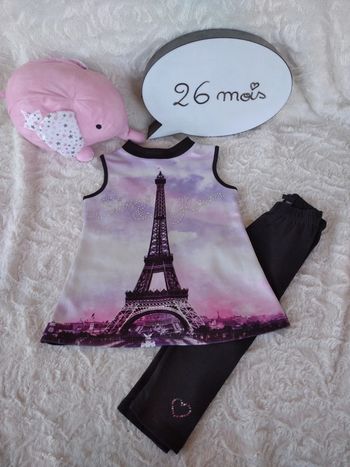 Ensemble (robe tunique + legging) Fille 26 mois Tour Eiffel Shine & Glam Punkidz