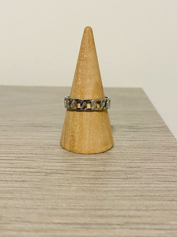 Bague fine ajustable argenté à maillons acier inoxydable - photo numéro 2
