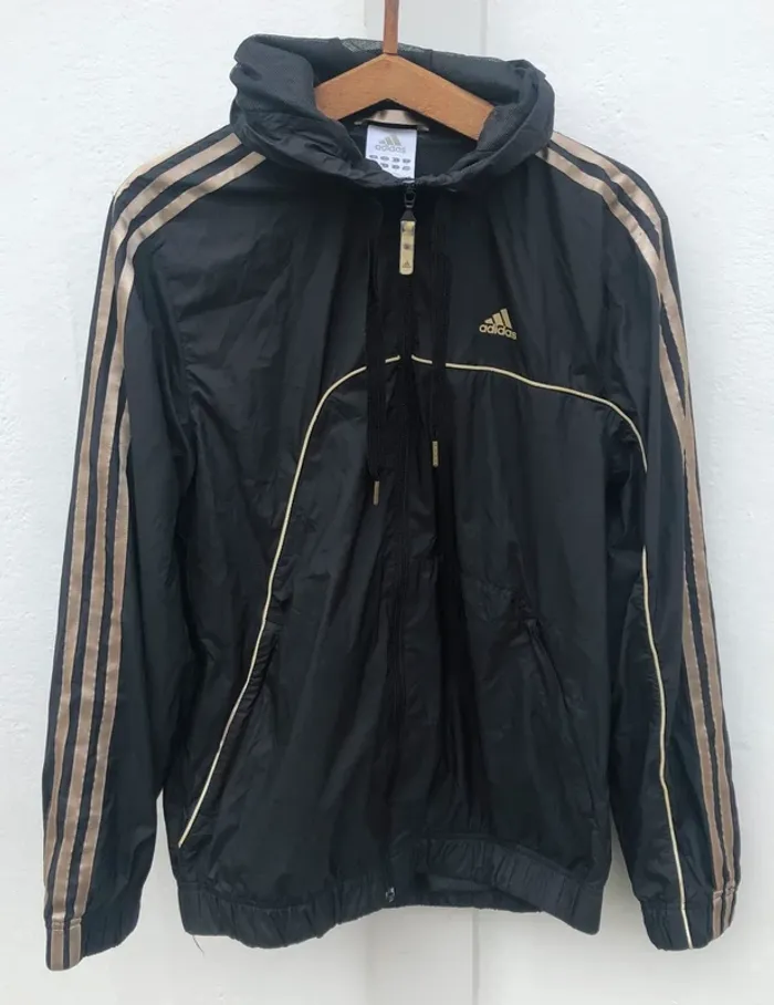 Adidas windbreaker track jacket black golden Mens S