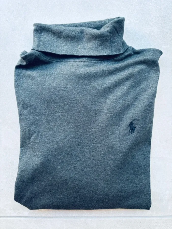 T-shirt homme col roulé manches longues gris anthracite Ralph Lauren - photo numéro 4