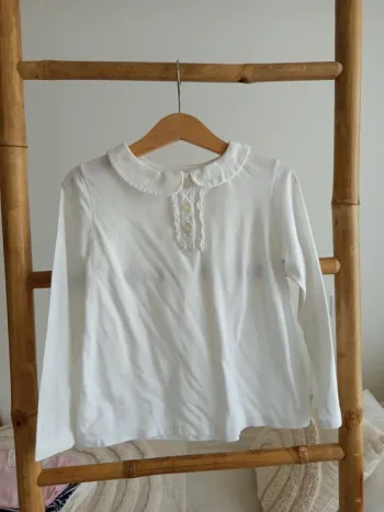 Haut blanc col Claudine Cadet Rousselle 5 ans