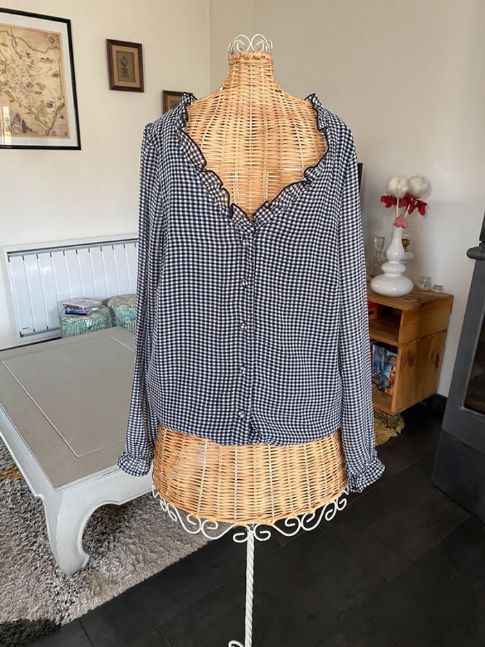 Chemise vichy noire et blanche à petits carreaux taille S / M - photo numéro 12