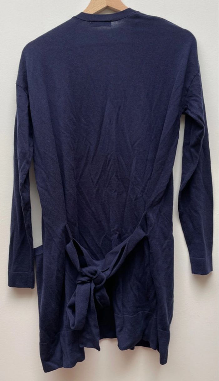 Gilet long avec ceinture bleu marine - photo numéro 2