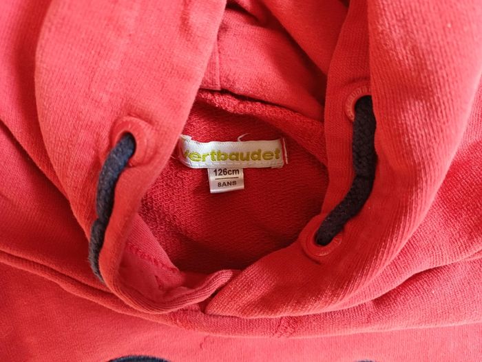 Sweat rouge à capuche 8 ans vertbaudet - photo numéro 3