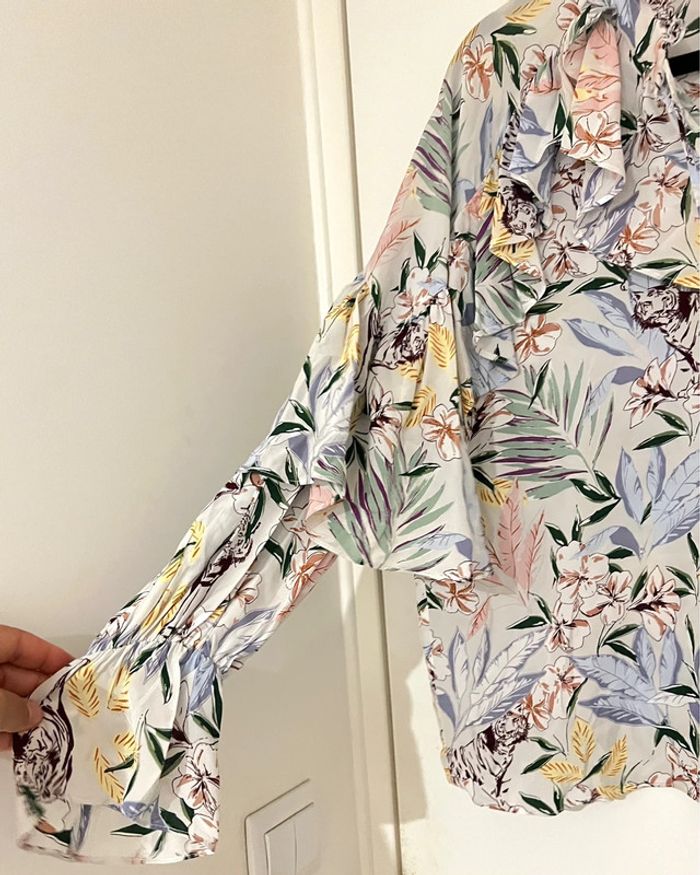 Blouse fluide Maje avec volant jungle blanc Taille 38 - photo numéro 12