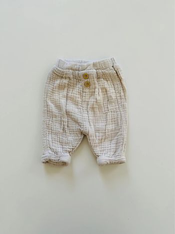 Pantalon beige en gaze de coton - 1 mois - Vertbaudet