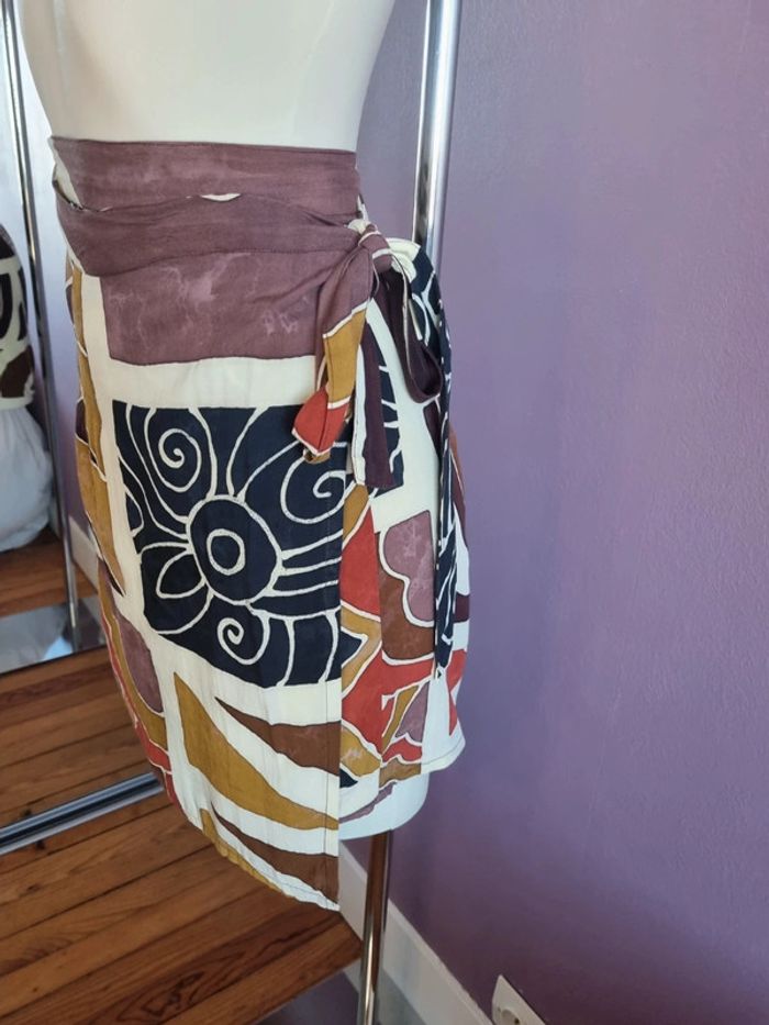 Vrai paréo vintage ton marron - photo numéro 6