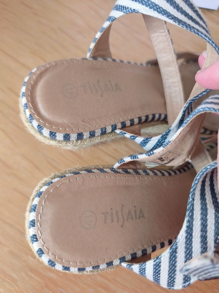 🌺 Sandales compensées - Marine/Écru - Tissaìa - P41 🌺 - photo numéro 8