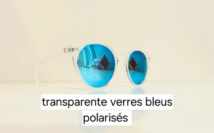 Lunette de soleil mixte Polarisée transparente verres bleus miroités uvprotection catégorie 3