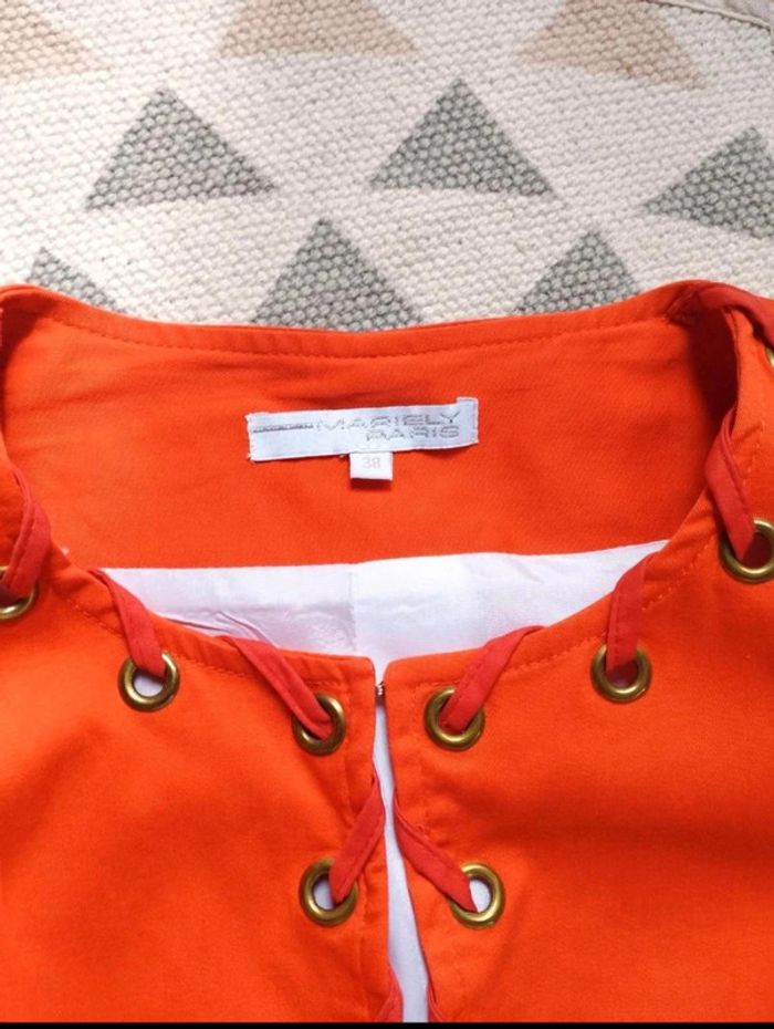 Blazer  lacé  Vintage  orange Neuf  Mariely Paris  38 =  36  actuel - photo numéro 6