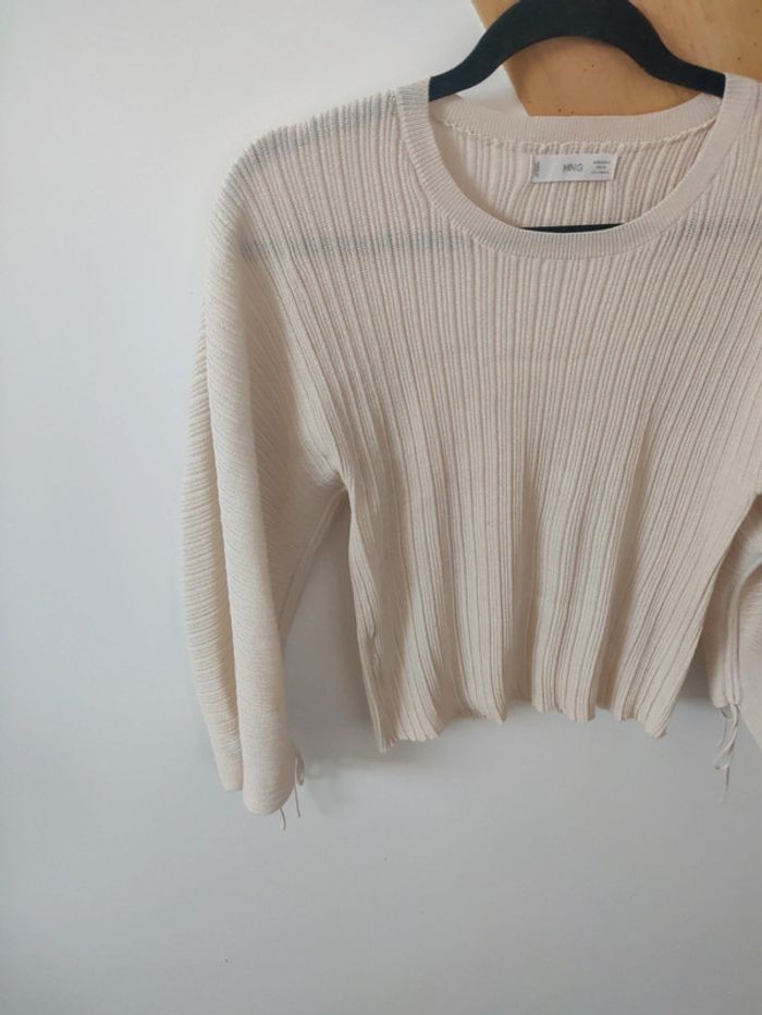 Haut court manches amples beige basic MNG taille M - photo numéro 2