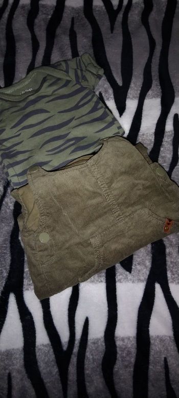 Ensemble bodie salopette kaki